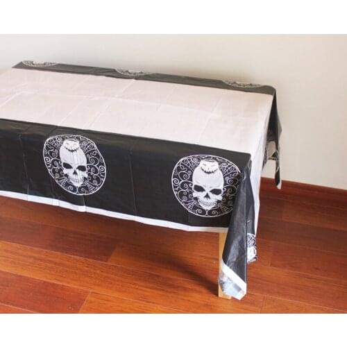 Disposable Plastic Table Cloth Halloween Skull Table Cover Tablecloth Waterproof For Kids Birthday Party Decoration 180*108cm