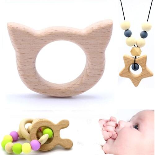 OlingArt 43*57MM 2pcs/lot beech wooden Cat head natural childrens toys DIY Organic Eco-friendly jewelry Making Pendant