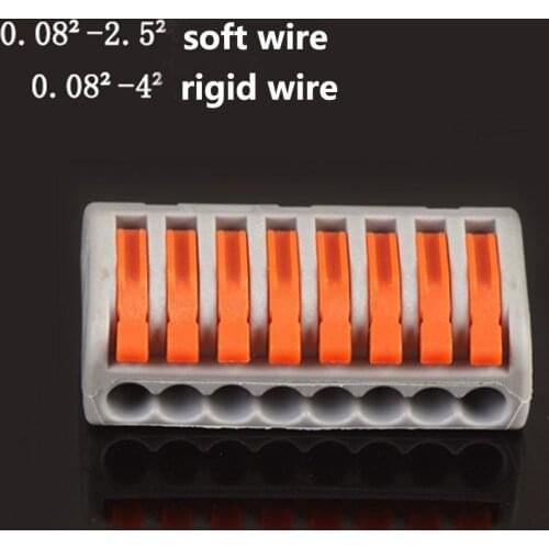 PCT-218 10pcs Quick Wire Connector Teminator Lug 32A 400V 0.08-2.5/4mm^2 Spring Faston Terminal Block Connector Set Electric