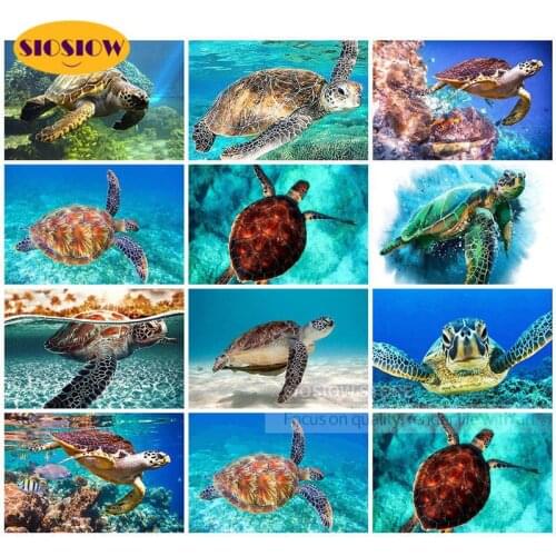 Full Drill Square 5D Diamond Painting Seascape Sea Turtle Diamond Embroidery Icons Cross Stitch Rhinestone Mosaic Paintings Gift