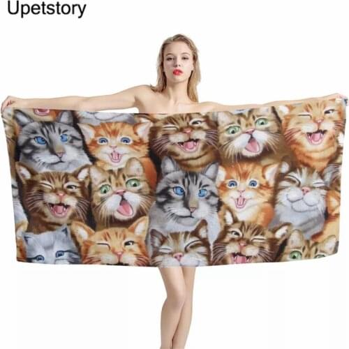 Upetstory Cat Dog Pattern Home Bath Towel for Men Women Large Microfiber Absorption Beach Towels Soft Adult Bath/Terry Towels