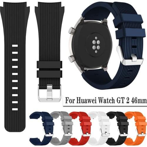 For Huawei Watch GT 2 / Pro / GT 46mm / Watch 3 Pro Strap Stripe Pattern Silicone Watchband Wristband Bracelet 22mm Watch band