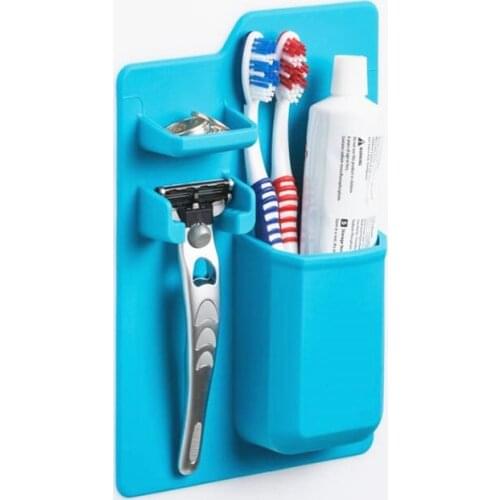 Bathroom Sink A Toothbrush Holder Silicone Waterproof Toothpaste And Shaver Organizer Hanger For Bathroom Mirror