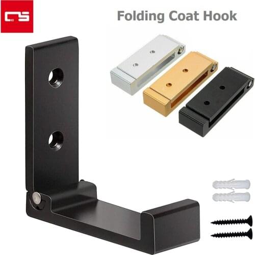 Folding Coat Hook 90 Degree Fold Aluminum Alloy Wallmounted Hook Heavy Duty Hardware Hanger Rack Black/Rose Gold/Silver Hooks