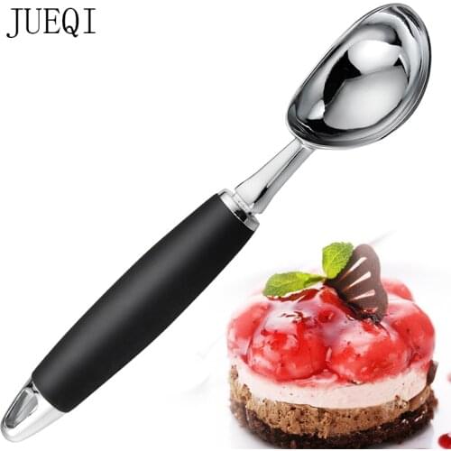 JueQi Ice Cream Scoop Professional Heavy Duty Stainless Steel Ice Cream Scooper Dishwasher Safe Black Handle Kitchen Gadgets