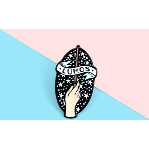 Light Magic Enamel Lapel Pins LUMOS Magic Wand Brooches Badges Backpack Fashion Pin Gifts for Friends Wholesale Jewelry