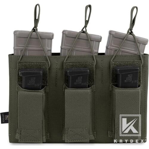 KRYDEX Tactical Triple Open Top Magazine Pouch For Shooting Airsoft Military 5.56&Pistol MOLLE/PALS Holster Mag Pouch Carrier RG