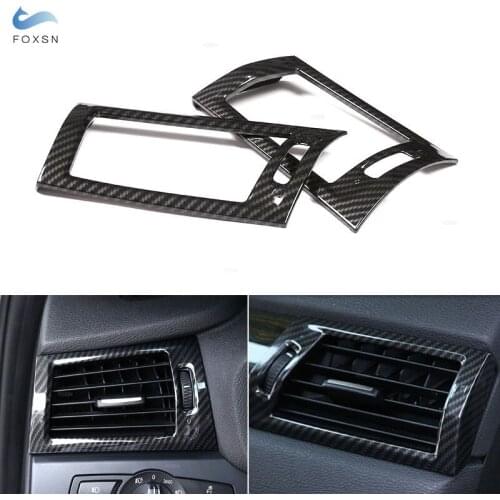 Carbon Texture Dashboard Air Outlet Frame Cover Trim For BMW X3 F25 X4 F26 2011 - 2017 Air Conditioner Vent Decoration Strips