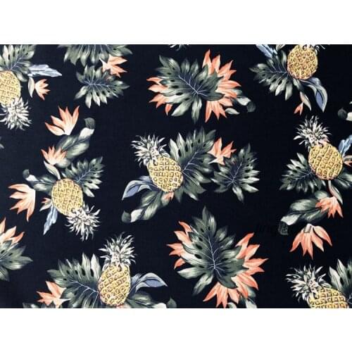 Handmade diy fashion apparel fabric Two-color red leaf pineapple printed cotton clothing fabric