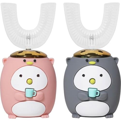 Smart 360 degree U-shaped electric toothbrush for children silicone automatic ultrasonic toothbrush cartoon pattern for children