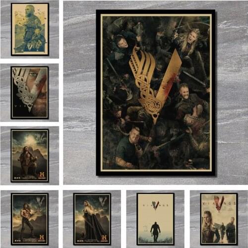 Vikings Kraft Poster Bar Cafe Vintage High quality Printing Drawing core Decorative Painting