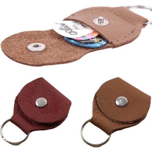 Top Quality Guitar Pick Holder Leather Guitar Case Accessories Shape Keychain Bag Guitar P4Z8