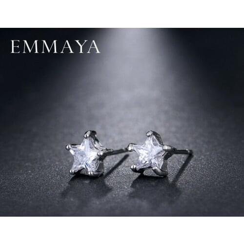 EMMAYA Silver Color Lovely Star AAA Zirconia CZ Stud Earring for Woman Girl Wholesale Fashion Cheap Jewelry