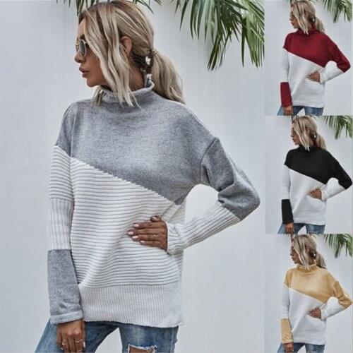 Sweater Women Knit Pull 2021 Autumn and Winter Pullover Sweater Long Sleeve Patchwork Cвитер женский Femme Jersey Mujer Sueters