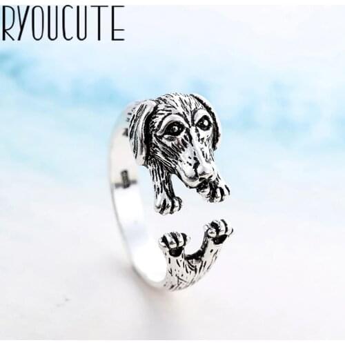 Bohemian Big Real Silver Color Retro Dog Rings for Women Jewelry Punk Vintage Antique Finger Engagement Ring Party Gift