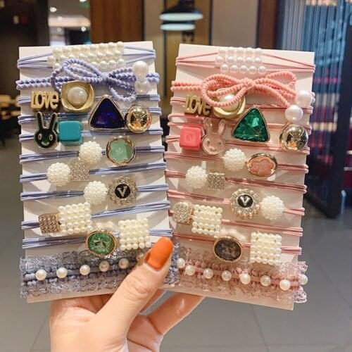 11Pcs Double Elastic Hair Rubber Bands Fruit Hairband Girls Headwear Cartoon Animals Headbands Fashion Women Hair Accessories