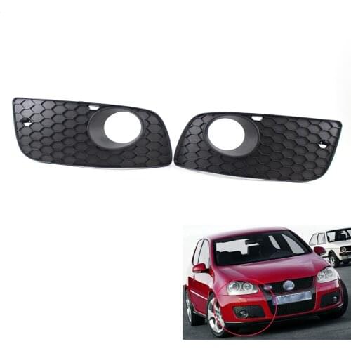2x Front Lower Center Honeycomb Mesh Foglight Grille fit for 06-09 VW MK5 Jetta