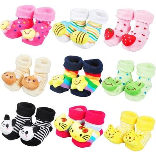 3D Baby Anti Slip Newborn 0-6 Month Cotton Lovely Cute Shoes Animal Cartoon Slippers Boots Boy Girl Unisex kid Socks 3 pairs