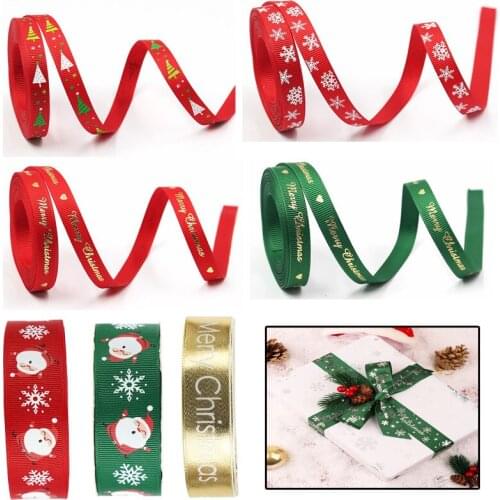 5 Yards 10-25mmmm for Gift Wrapping Wedding Decoration Hair Bows DIY Christmas Ribbon Printed Grosgrain Ribbons