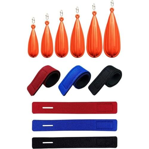 6PCS Fishing Practice Plug PVC Fishing Practice Casting Plug & 6 Pcs Fishing Rod Wrap Straps Stretchy Fishing Pole Belts