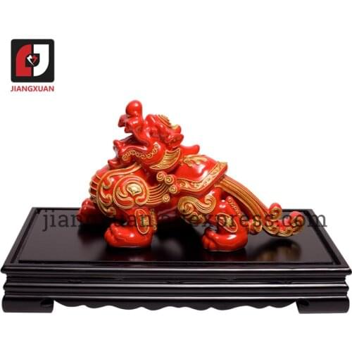 Antique 24k gold foil porcelain animal figurines ceramic Brave troops porcelain ornament