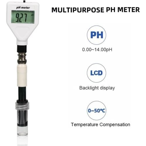 Digital Multi-purpose PH Meter High Precision Skin Acidimeter Analyzer PH Tester Replaceable Probe for Meat fruit Milk PH-98218