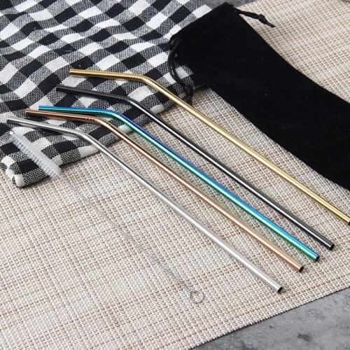 Food Grade 304 Stainless Steel Colored Metal Straws Drink Creative Tea Coffee Straight Tube 215mm*6mm