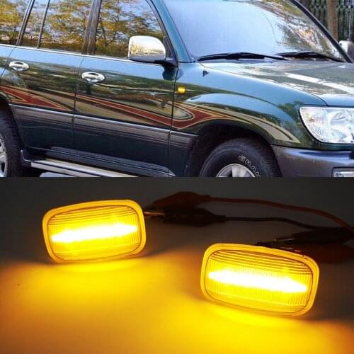 2Pcs Dynamic LED Side Marker fender Lights Flowing Turn Signal Light for Toyota Land cruiser Landcruiser 70 80 100 Series