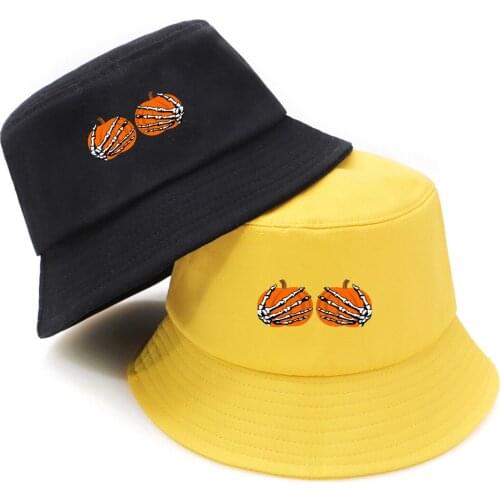 Halloween Foldable Bucket Hat Men 2020 Harajuku Ladies Fishing Hats Autumn Hip Hop Beach Sun Caps Casual Soft Chapeu Pescador