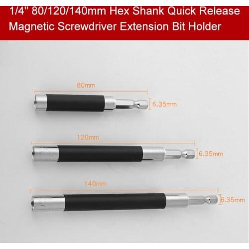 HOEN 3pcs Hex Shank Quick Release Magnetic Screwdriver 1/4" 80/120/140mm Extension Bit Holder Connection Rod Adapter Sleeve