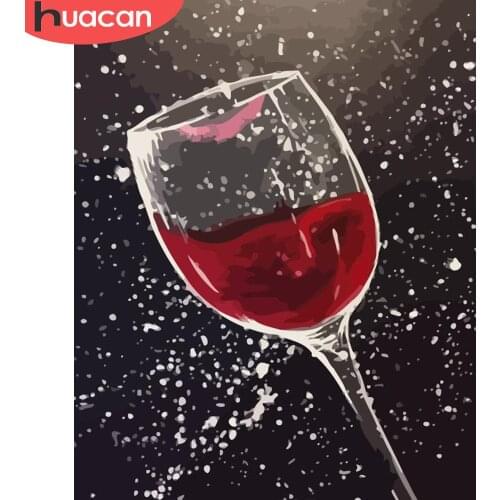 HUACAN Painting By Number Cup Drawing On Canvas HandPainted Painting Art Gift DIY Pictures By Number Red Wine Kits Home Decor