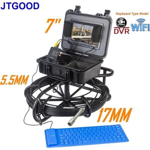 JTGOOD 17MM WiFi HD1080P Pipe Inspection Camera DVR 16GB FT Card, Sewer Drain Industrial Endoscope IP68 5.5MM Hard Cable 7 Inch