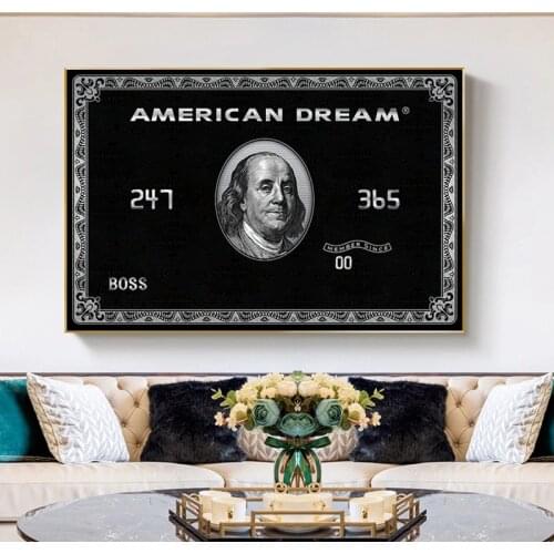 Black White Canvas Painting American Dream Card Nordic Wall Art Poster and Print Scandinavian Picture for Living Room Decoration