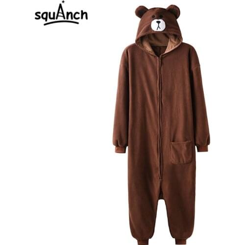 Animal Onesie Plus Size XXL Bear Kigurumis 150-190 cm Adult Women Men Pajama Sleep Overall Polar Fleece Zipper Jumpsuit
