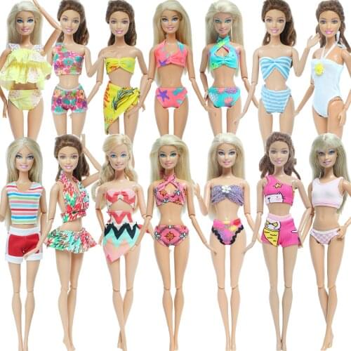 Lot 10 Sets Fashion Swimsuits Summer Beach Bathing Swimwear Bikini Accessories Clothes for Barbie Doll Baby Girl xMas Toy