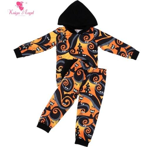 2017 Kaiya Angel Boys Hollween Clothing Sets Kids Girls Winter Clothes Tops Long Sleeve Bodysuit Tracksuit For Boys Hooded Coat