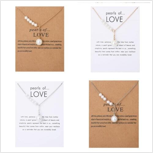 Fashion Jewelry Card Pearls Of Love Pendant Necklace For Women