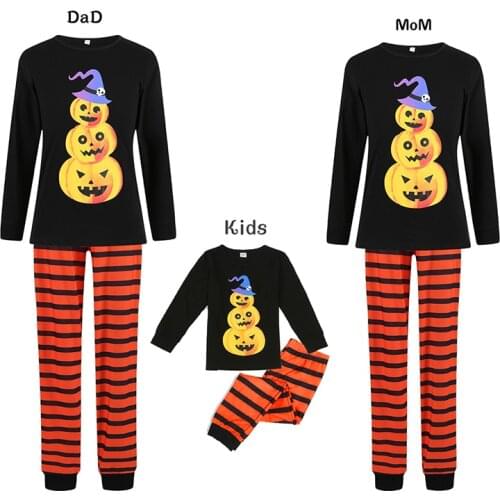 Fashion Family Matching Pajamas Clothes Halloween striped pumpkin printed Family Matching Outfits Comfortable Clothes