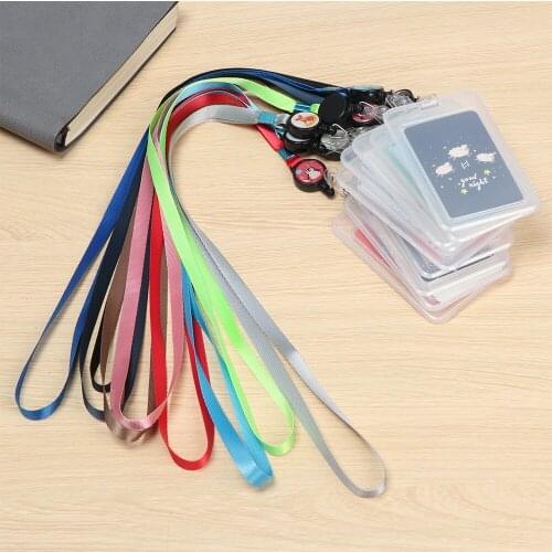 1PC Cartoon Style Work Card Covers With Lanyard Retractable Name Badge Holder Work Card Case Bank Card Holder Students Supply