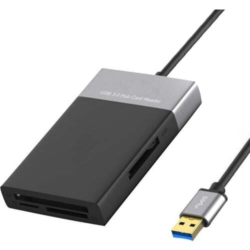 Multi Memory Card Reader USB 3.0 2 Port HUB Adapter for XQD CF Compact Flash TF Micro SD Card and U Flash Disk Drive Read