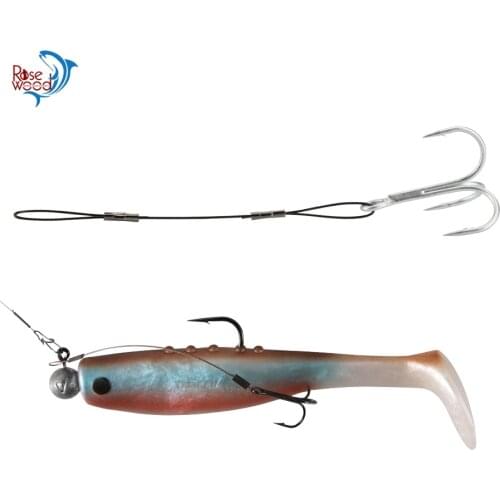 RoseWood 1pcs High Carbon Steel String Hook Rigs #6 #1 #1/0 #2/0 Soft Baits Fishhooks Fishing Tackle Tools Accessories