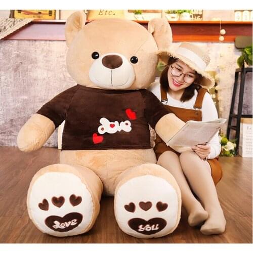 Stuffed fillings toy huge 160cm Teddy bear plush toy love cloth bear soft doll throw pillow birthday gift h2502