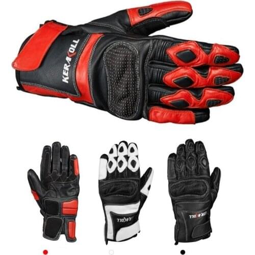 2019 New Leather Motorcycle Gloves Mens Four Seasons Motorbike Riding Glove Anti-fall Protection Racing Knights Gloves 3 color