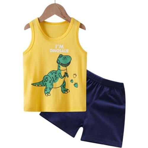Girls Boys Sleepwear Summer Cotton Pajamas Sets Children Homewear for Boys Pyjamas Kids Nightwear Baby Dinosaur Pijamas Clothes