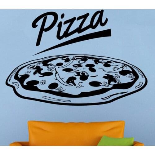 Pizzeria Logo Wall Vinyl Decal Pizza Shop Window Sticker Removable Pizza Shop Decoration Restaurant Wall Mural Vinyl Art AY605