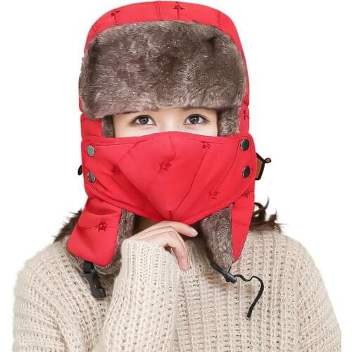 Unisex Thick Bomber Hat Outdoors Plush Windproof Women Men Trapper Hat Trooper Earflap Winter Warm Headwear Ski Caps