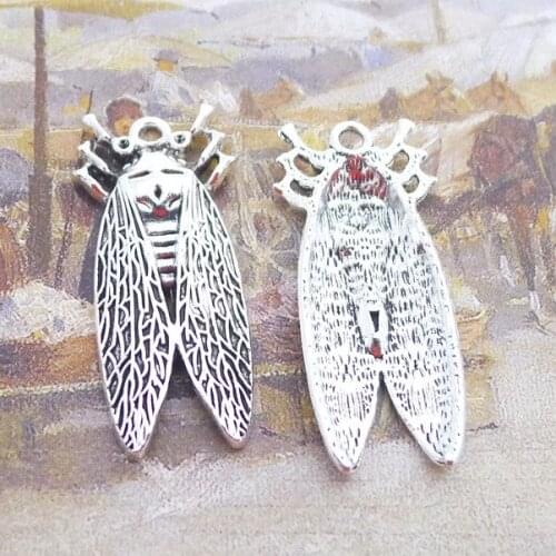 6pcs/Lot 15x36mm Antique Silver Color Summer Cicada Charms Pendant For Jewelry Making DIY Jewelry Findings
