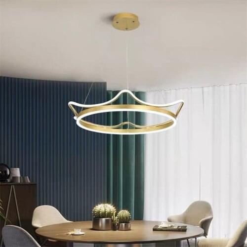 Pendant lamp Bedroom lamp modern minimalist crown chandelier light luxury creative net red room living room lamp 2020 new lamps