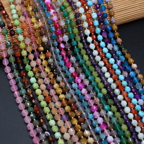 Natural Stone Semi-precious Stones Faceted Round Beaded Multi-color Jewelry Can Be Used For DIY Necklace Bracelet Jewelry Making