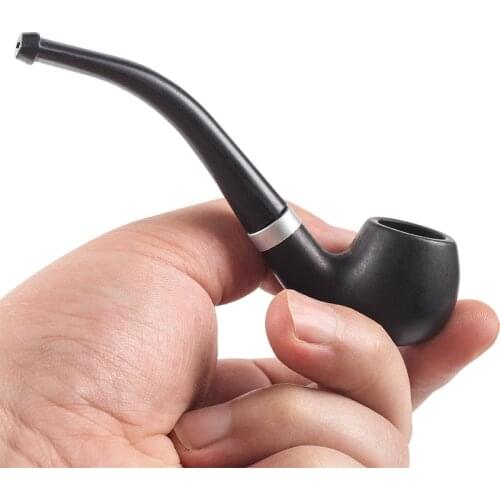 Portable Tobacco Bent Pipe Wooden Smoking Filter Grinder Handheld Herb Pipes Cleaning Durable Cigarette Accessories Mens Gifts